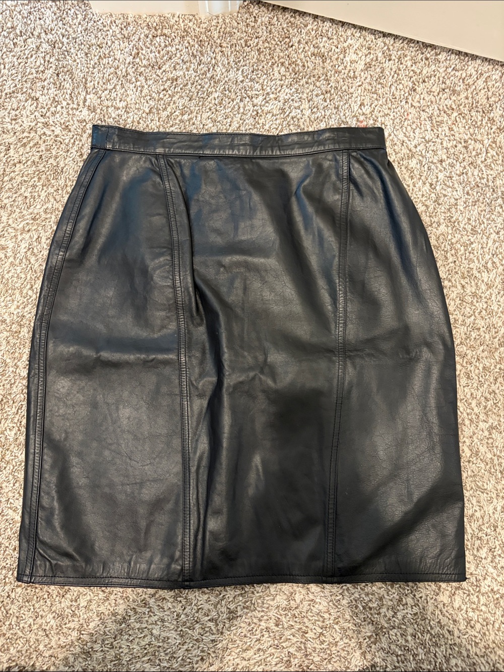 Black Leather Pencil Skirt - Women